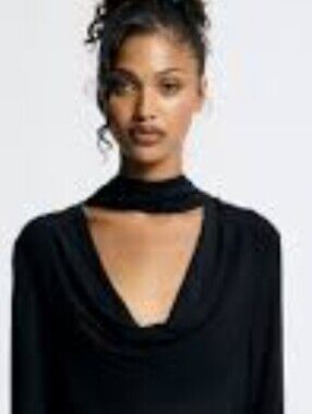 Joseph Ribkoff Black Cowl Neck Sweater with Attached Choker
